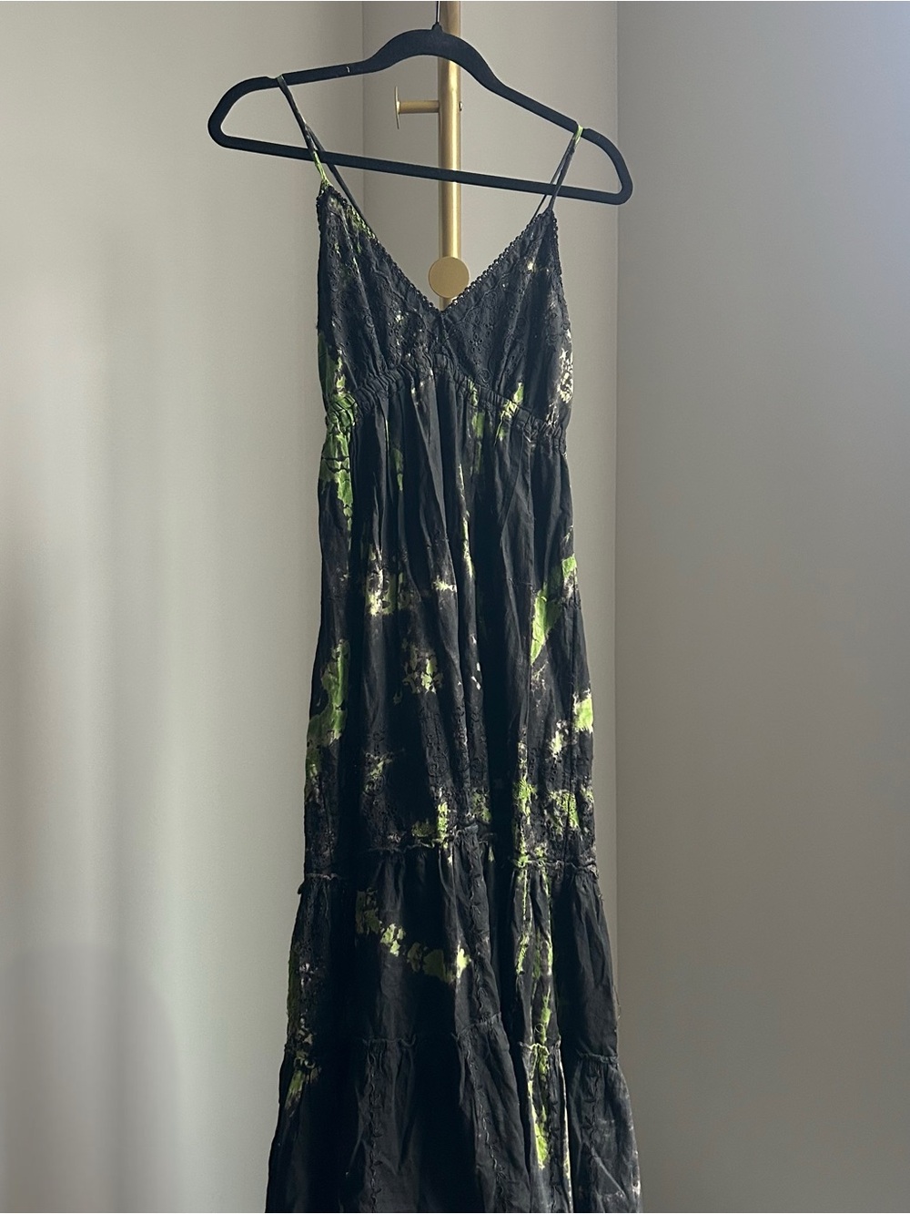 1990's Black and Green Tiered Maxi Dress - Picture 8 of 8